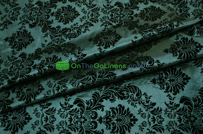 Damask Flocking Taffeta Fabric by the Yard | Flocking Velvet Damask Fabric | 60" wide |