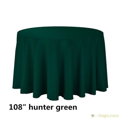 108" Round Polyester Tablecloth | Econoline Ready to Ship | 11 Colors to Choose From |