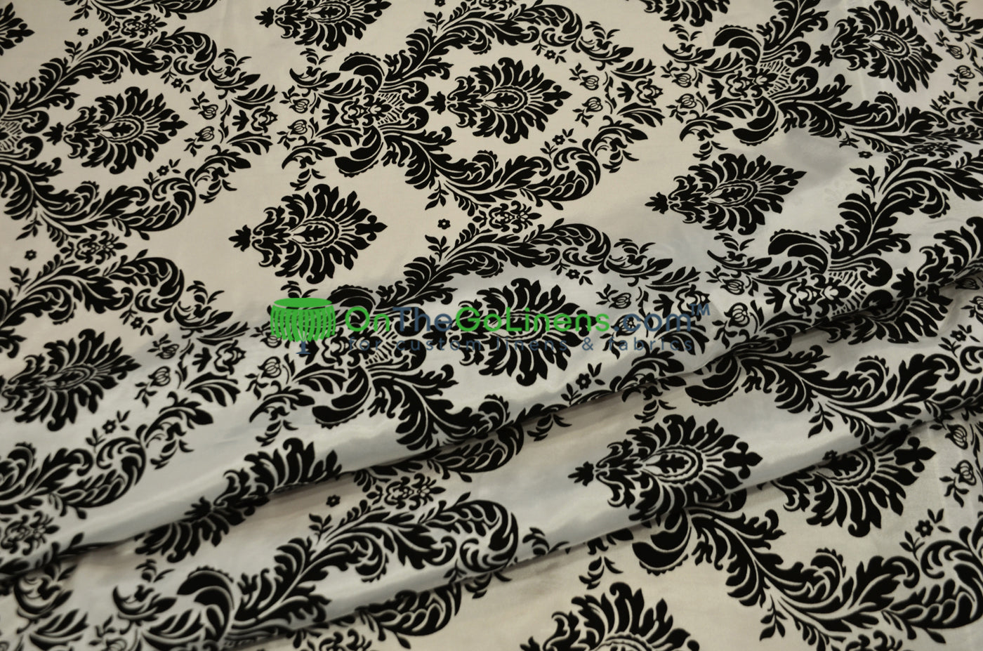 Damask Flocking Taffeta Fabric by the Yard | Flocking Velvet Damask Fabric | 60" wide |