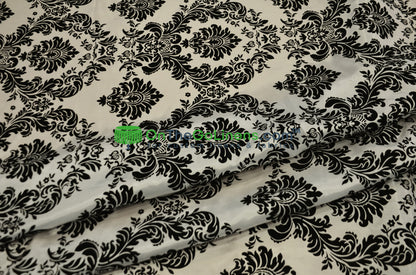 Damask Flocking Taffeta Fabric by the Yard | Flocking Velvet Damask Fabric | 60" wide |