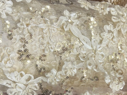 Luxury Mesh Embroidery Fabric | Mesh Sequins Embroidery Fabric | Multiple Colors | 52" Wide |