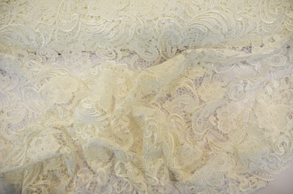 Guipure Lace Fabric by the Yard | Heavy Bridal Lace Fabric with Scallop Edges | 52" Wide | Multiple Colors |