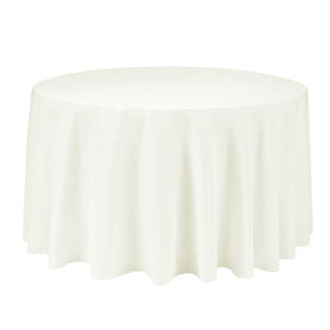 90" Round Polyester Tablecloth | White Ivory Black | Econoline Ready to Ship |