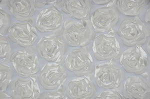 Rosette Satin Bordeaux Fabric by the Yard | Rosette Satin Flower on Mesh Background | Multiple Colors |