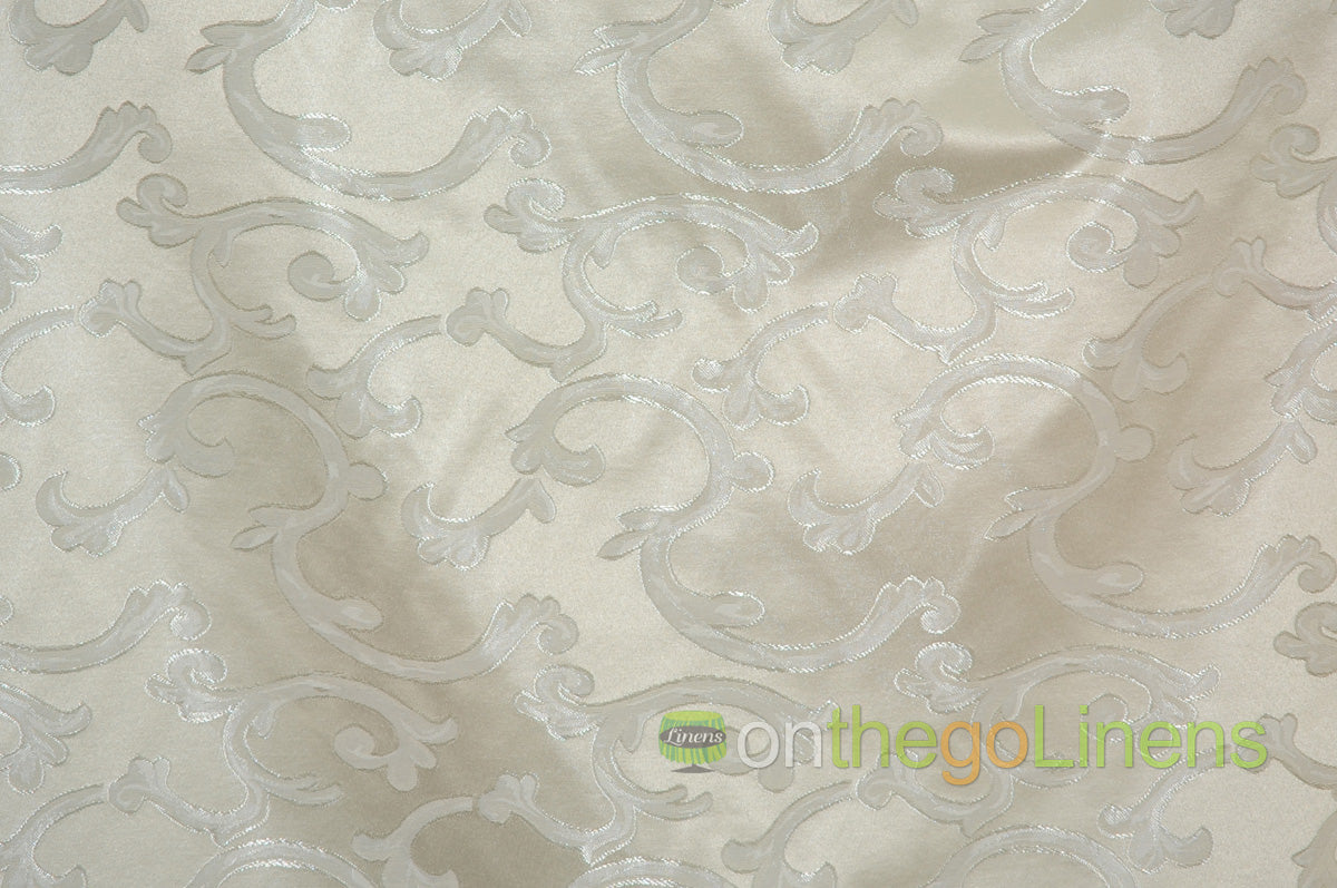 Scarlet Brocade Fabric by the Yard | Damask Brocade Fabric | 60 Wide | White Ivory Brown |