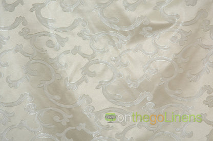 Scarlet Brocade Fabric by the Yard | Damask Brocade Fabric | 60 Wide | White Ivory Brown |