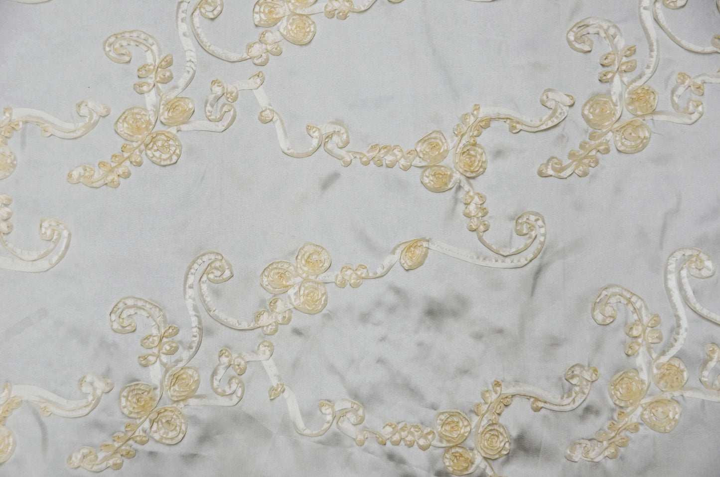 Ribbon Taffeta Fabric by the Yard | Taffeta Ribbon Embroidery Fabric | Multiple Colors |