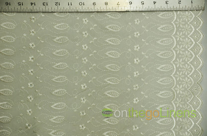 Polyester Cotton Eyelet Embroidery with Double Sided Borders Fabric by the Yard