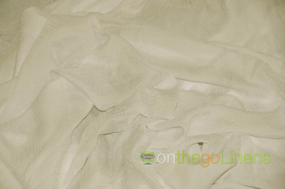 IFR Crush Sheer Voile Fabric by the Yard | 108" Wide | White Ivory Butter |