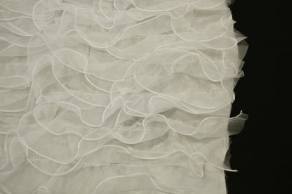Layered Ruffle Taffeta Fabric by the Yard | Organza Ruffled Taffeta Fabric | 57" Wide | White Ivory Champagne Colors |