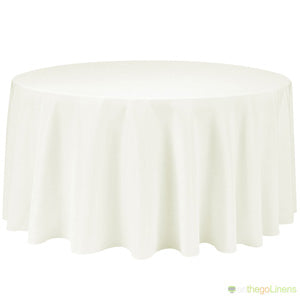132" Round Polyester Tablecloth | Econoline Ready to Ship | 11 Colors to Choose From |