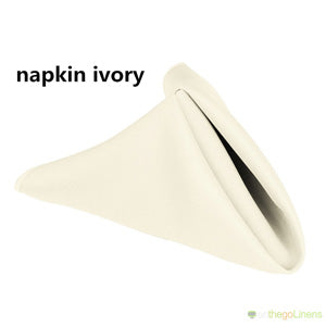 Polyester Table Napkins | White Ivory Black | 20"x20" Hem Edge | Econoline Ready To Ship |