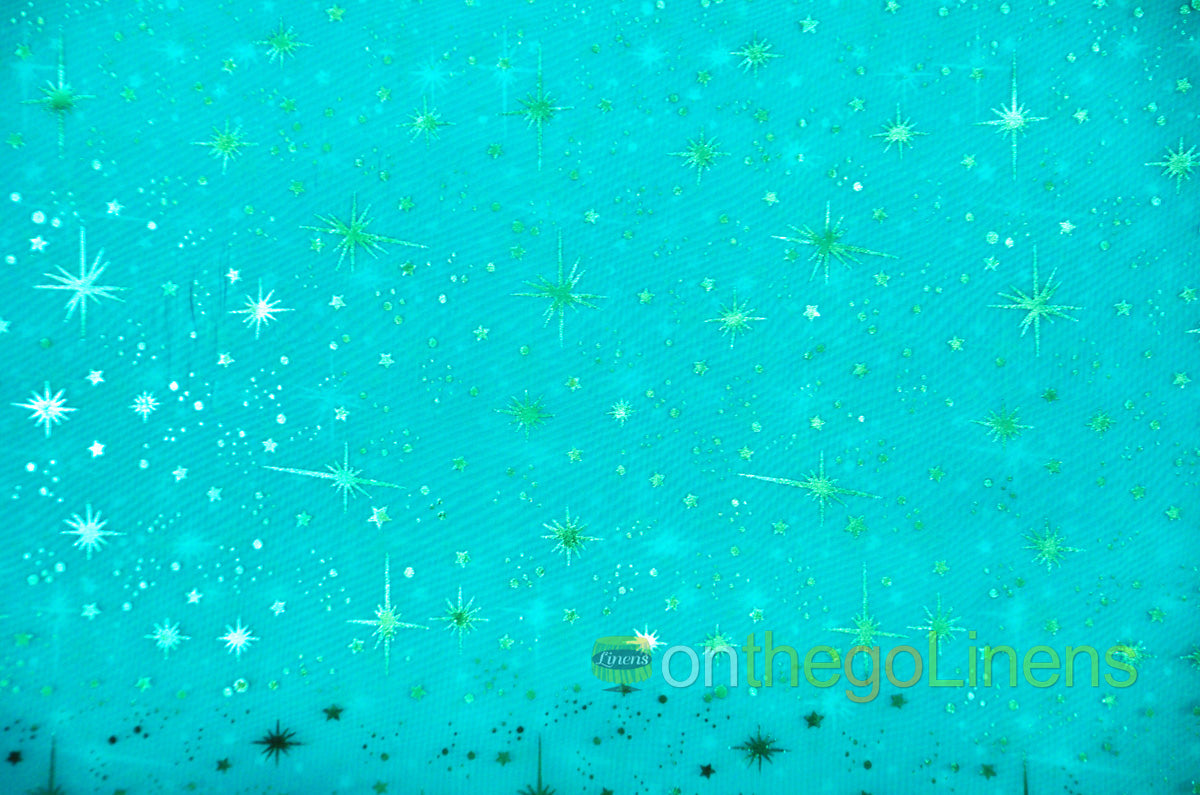Star Foil Organza Fabric by the Yard | Metallic Star Print on Organza Fabric | 60" Wide | Multiple Colors |