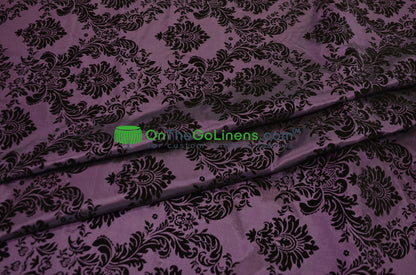 Damask Flocking Taffeta Fabric by the Yard | Flocking Velvet Damask Fabric | 60" wide |