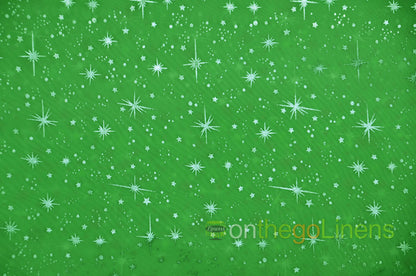Star Foil Organza Fabric by the Yard | Metallic Star Print on Organza Fabric | 60" Wide | Multiple Colors |