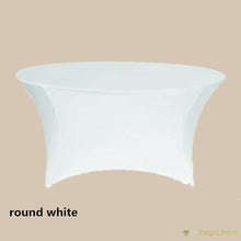 5ft Round Spandex Tablecloth | White, Ivory, Black | Econoline Ready Made Spandex Tablecloths to Ship |