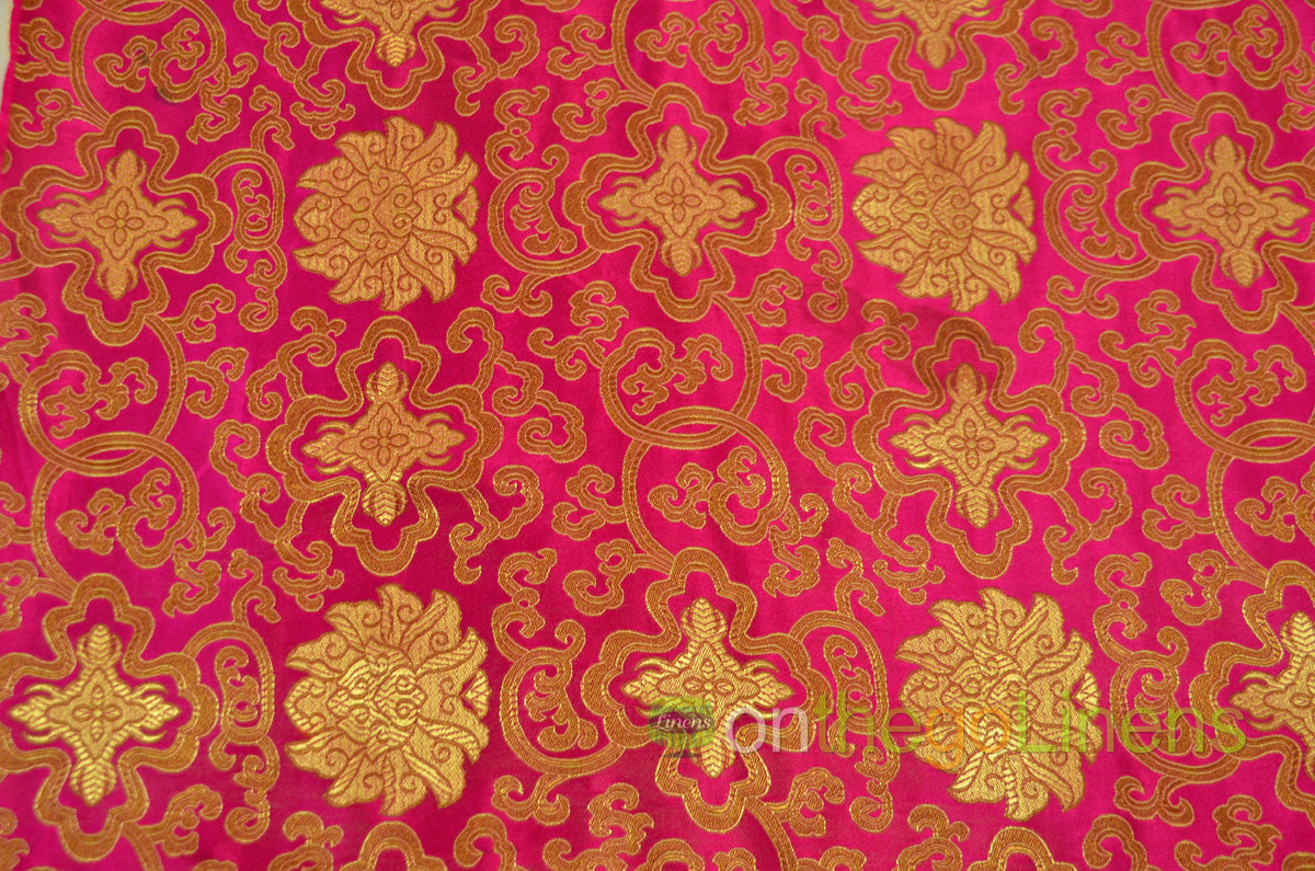 48" Wide Chinese Medallion Brocade Fabric by the Yard | Chinese Medallion Fabric | Multiple Colors |