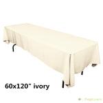 60" x 120" Banquet Polyester Tablecloth | White Ivory Black | Econoline Ready to Ship |