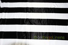 5.5" Stripe Lamour Satin Prints Fabric | 60" Wide | 100% Polyester | White Black |