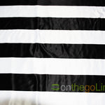 5.5" Stripe Lamour Satin Prints Fabric | 60" Wide | 100% Polyester | White Black |