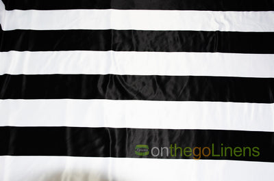 5.5" Stripe Lamour Satin Prints Fabric | 60" Wide | 100% Polyester | White Black |