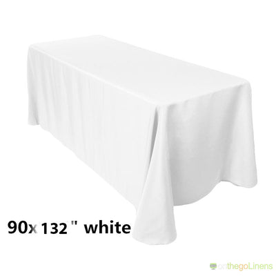 90" x 132" Polyester Table Drapes | 6ft Tablecloth | White Ivory Black | Econoline Ready to Ship |