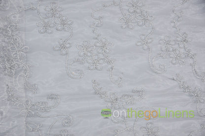 Coco Ribbon Embroidery Table Overlays | Metallic Ribbon Embroidery Overlays | Gold and Silver |