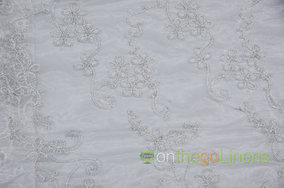 Coco Ribbon Embroidery Fabric by the Yard | Metallic Coco Ribbon Embroidery | Gold and Silver |