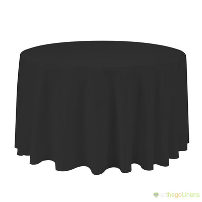 90" Round Polyester Tablecloth | White Ivory Black | Econoline Ready to Ship |