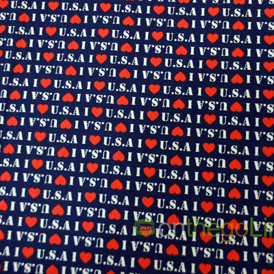 I Love USA Cotton Fabric by the Yard | Patriotic Cotton Print | 100% Cotton Print | 60" Wide |