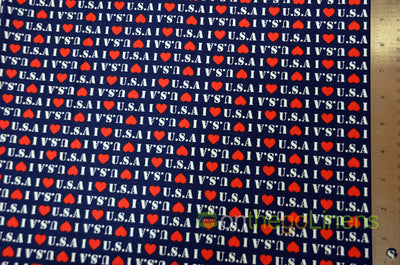 I Love USA Cotton Fabric by the Yard | Patriotic Cotton Print | 100% Cotton Print | 60" Wide |