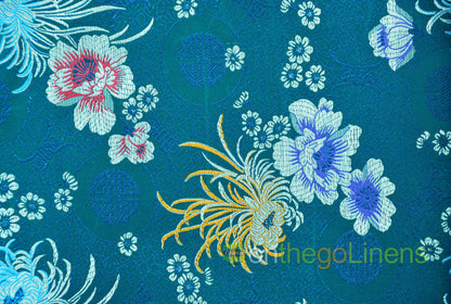 45" Wide Chinese Brocade Flower Fabric by the Yard | Chinese Flower Fabric | Multiple Colors |