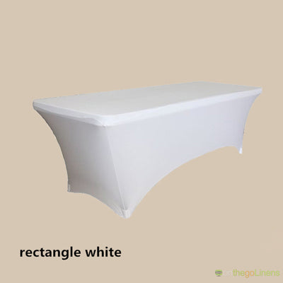 8ft Spandex Tablecloths | Econoline Ready to Ship | White Ivory Black |