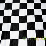 5.5" Checkers Lamour Satin Prints Fabric | 60" Wide | 100% Polyester | White Black |