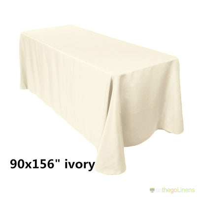 90" x 156" Polyester Table Drapes | 8ft Tablecloth | White Ivory Black | Econoline Ready to Ship |