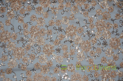 Luxury Mesh Embroidery Fabric | Mesh Sequins Embroidery Fabric | Multiple Colors | 52" Wide |