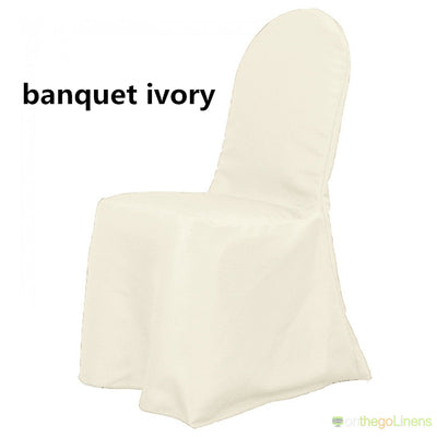 Polyester Banquet Chair Cover | White Ivory Black Banquet Chair Covers | 150gsm | Econoline Ready To Ship |