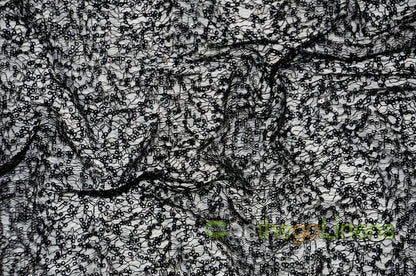 Black Spider Web Sequins Fabric by the Yard | Black Delicate Mesh Embroidery with Sequins |