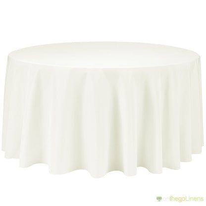 132" Round Polyester Tablecloth | Econoline Ready to Ship | 11 Colors to Choose From |