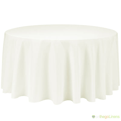 132" Round Polyester Tablecloth | Econoline Ready to Ship | 11 Colors to Choose From |