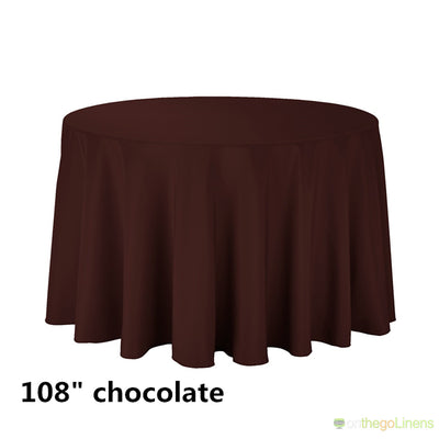 108" Round Polyester Tablecloth | Econoline Ready to Ship | 11 Colors to Choose From |