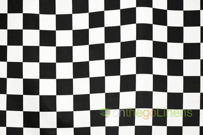 3.5" Checkers Lamour Satin Fabric by the Yard | White Black Checkers | 60" Wide | 100% Polyester |