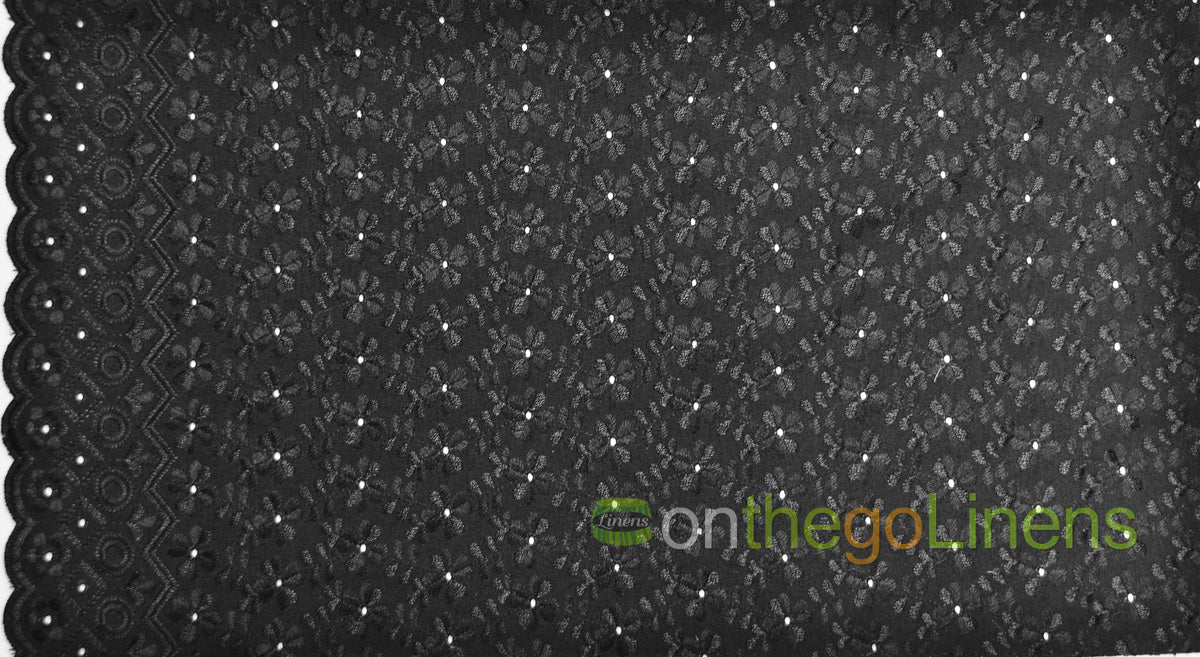 Polyester Cotton Heavy Eyelet Embroidery | Double Sided Scallop | 42" Wide |