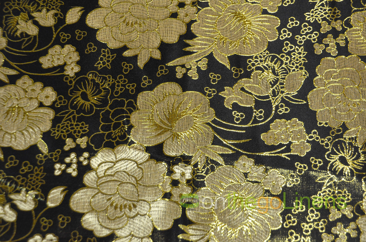 Metallic Brocade Design B23 | Chinese Flower Brocade Fabric | 58" Wide |