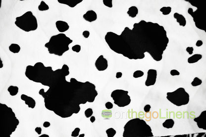 Silky Soft Charmeuse Cow Table Runners | White Black Satin Cow Table Runners |