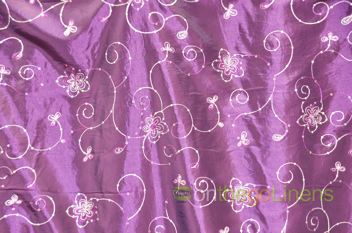 Aurora Taffeta Embroidery Fabrics | Flower Taffeta Embroidery with Sequins |