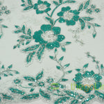 Edith Embroidery Fabric | Floral Mesh Embroidery Fabric by the Yard | 52" Wide | Scallop Edge |