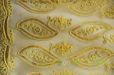 Coco Mango Embroidery Table Overlay & Table Banquet | Gold and Silver Metallic Embroidery Table Overlays |