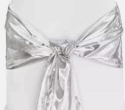 Slipper Lame Chair Sashes | Metallic Chair Sashes | 8" x 108" size | Multiple Colors Silver Gold and more |