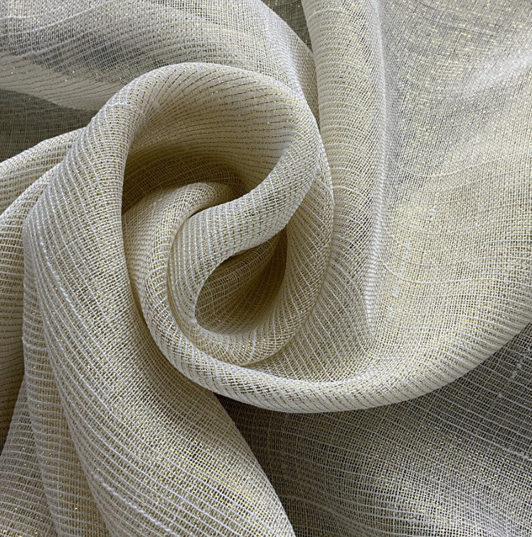 Metallic Faux Sheer Linen Event Drapery Panels | Metallic Linen Curtains | 108" Wide | Gold and Silver |